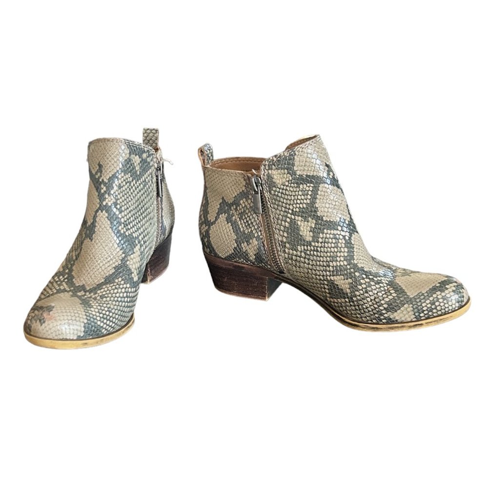 Lucky Brand Basel Double Zip Bootie in Chinchilla Slither Colorway Size 7